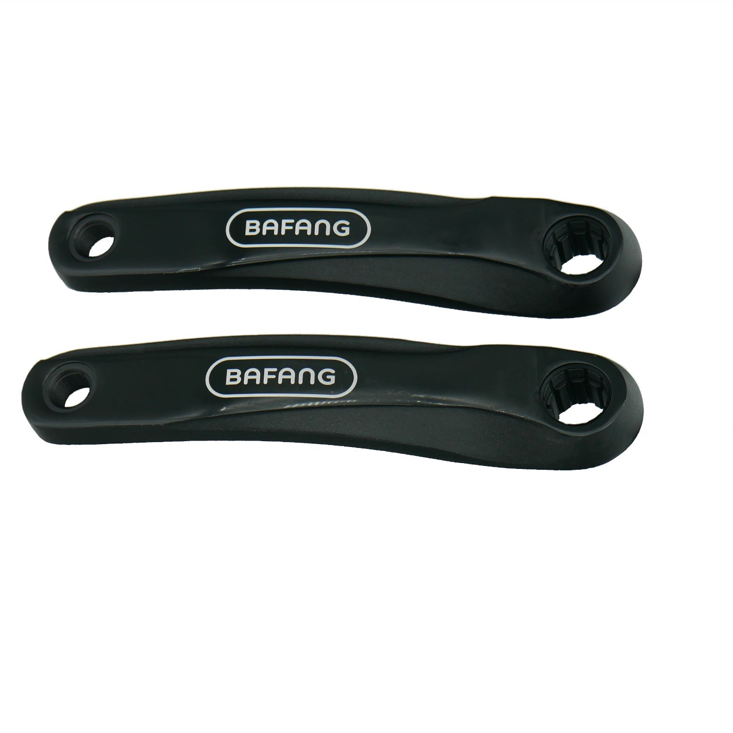 A set of black Bafang Ultra ISIS crank arms for eBikes