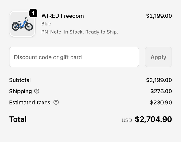 Wired checkout screenshot