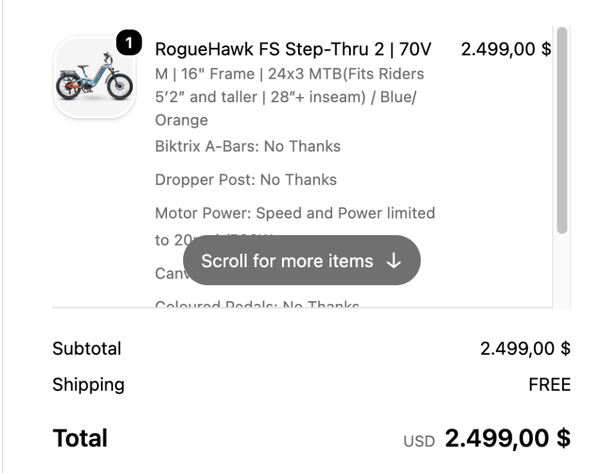 Biktrix checkout screenshot